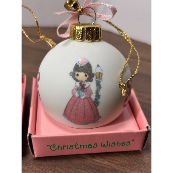 Precious Moments Tiny Trimmings Christmas Ornaments Set Of 6 VTG 1990s Porcelain - Picture 14 of 14